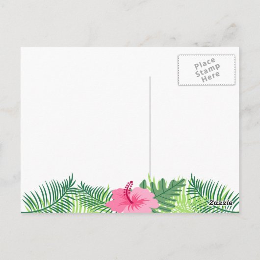 Roze Flamingo Tropical Dank je bruiloft Briefkaart (Achterkant)
