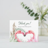 Roze Flamingo Tropical Dank je bruiloft Briefkaart (Staand voorkant)
