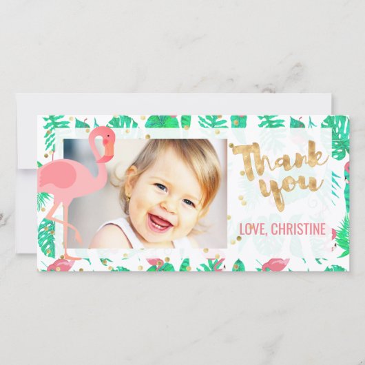 Roze Flamingo Tropical dank u Bedankkaart (Voorkant)