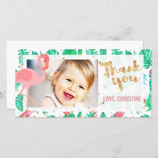 Roze Flamingo Tropical dank u Bedankkaart (Voorkant / Achterkant)