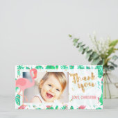 Roze Flamingo Tropical dank u Bedankkaart (Staand voorkant)