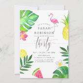 Roze Flamingo Tropical Exotic 30th Birthday Party Kaart (Voorkant)