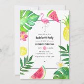 Roze Flamingo Tropical Exotic Bachelorette Party Kaart (Voorkant)