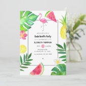 Roze Flamingo Tropical Exotic Bachelorette Party Kaart (Staand voorkant)