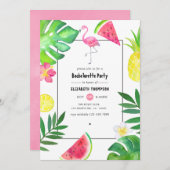 Roze Flamingo Tropical Exotic Bachelorette Party Kaart (Voorkant / Achterkant)