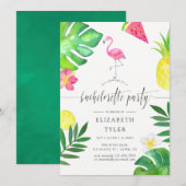 Roze Flamingo Tropical Exotic Bachelorette Party Kaart (Voorkant / Achterkant)