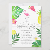 Roze Flamingo Tropical Exotic Retirement Party Kaart (Voorkant)