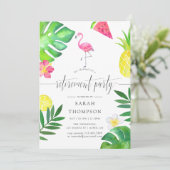 Roze Flamingo Tropical Exotic Retirement Party Kaart (Staand voorkant)