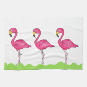 Roze Flamingo Tropical Flamingos Bird Towel Theedoek
