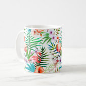 Roze Flamingo Tropical Floral Flowers Chic Koffiemok (Voorkant links)