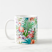 Roze Flamingo Tropical Floral Flowers Chic Koffiemok (Links)