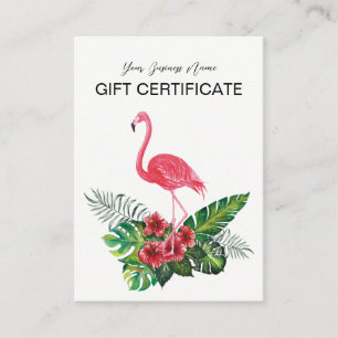 Roze Flamingo Tropical Floral Gift Certificate Kortingskaartje