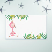 Roze Flamingo Tropical Floral Plaatskaartje