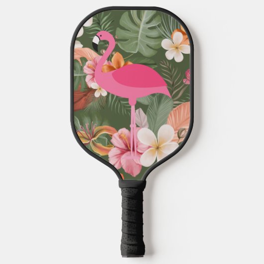 Roze Flamingo Tropical Flower Pickleball Paddle (Voorkant)