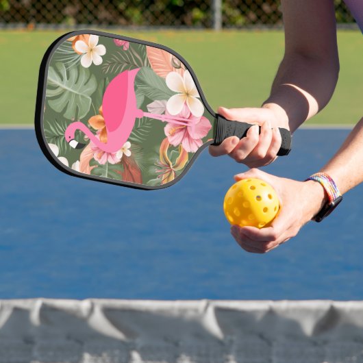 Roze Flamingo Tropical Flower Pickleball Paddle (Insitu)
