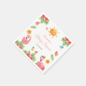 Roze Flamingo Tropical Flowers Baby shower servett Servet (Hoek)