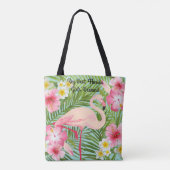 Roze Flamingo Tropical Flowers Girls Weekend Tote Bag (Achterkant)