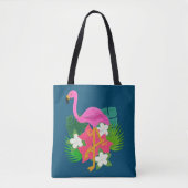 Roze Flamingo Tropical Flowers Tote Bag (Voorkant)