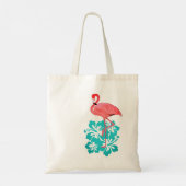 Roze Flamingo Tropical Flowers Tote Bag (Achterkant)
