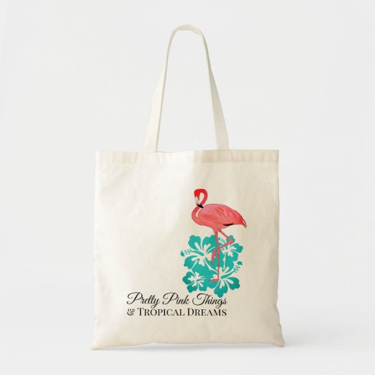 Roze Flamingo Tropical Flowers Tote Bag (Voorkant)