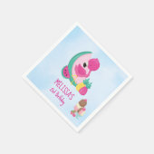 Roze Flamingo Tropical Fruit & Ice Cream Birthday Servet (Hoek)