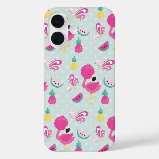 Roze Flamingo & Tropical Fruits Pattern Case-Mate iPhone Case (Achterkant)