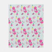 Roze Flamingo & Tropical Fruits Pattern Fleece Deken (Voorkant)