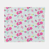 Roze Flamingo & Tropical Fruits Pattern Fleece Deken (Voorkant (Horizontaal))
