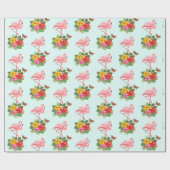 Roze Flamingo & Tropical Hibiscus Fancy Patroon Cadeaupapier (Vlak)