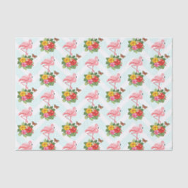 Roze Flamingo & Tropical Hibiscus Fancy Patroon Tissuepapier