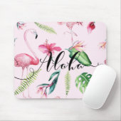 Roze Flamingo Tropical Hibiscus Floral Aloha Muismat (Met muis)