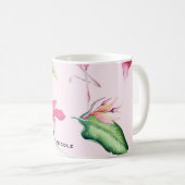 Roze Flamingo Tropical Hibiscus Floral Fun Koffiemok (Voorkant rechts)