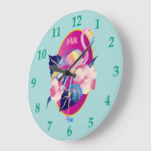  roze flamingo Tropical Hibiscus Flowers Grote Klok (Hoek)