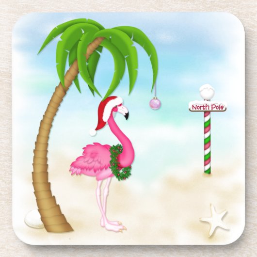 Roze Flamingo Tropical Holiday Onderzetters (Voorkant)