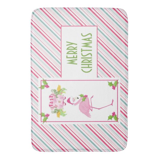 Roze Flamingo Tropical Kerstmis Badmat (Voorkant Verticaal)