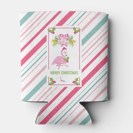 Roze Flamingo Tropical Kerstmis Blikjeskoeler (Achterkant)