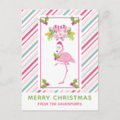 Roze Flamingo Tropical Kerstmis Briefkaart (Voorkant)