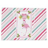 Roze Flamingo Tropical Kerstmis Groot Cadeauzakje (Achterkant)