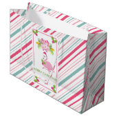 Roze Flamingo Tropical Kerstmis Groot Cadeauzakje (Voorkant Gekanteld)