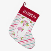 Roze Flamingo Tropical Kerstmis Grote Kerstsok (Voorkant (Hangend))