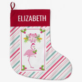 Roze Flamingo Tropical Kerstmis Grote Kerstsok (Voorkant)