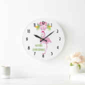 Roze Flamingo Tropical Kerstmis Grote Klok (Huis)