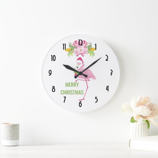 Roze Flamingo Tropical Kerstmis Grote Klok (Huis)