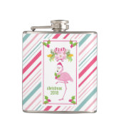 Roze Flamingo Tropical Kerstmis Heupfles (Voorkant)