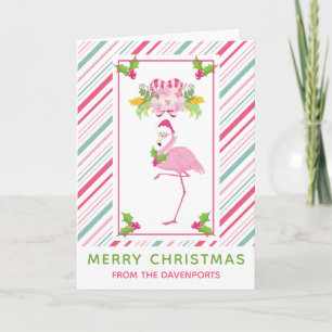 Roze Flamingo Tropical Kerstmis Kaart