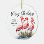 Roze Flamingo Tropical Kerstmis Keramisch Ornament (Links)