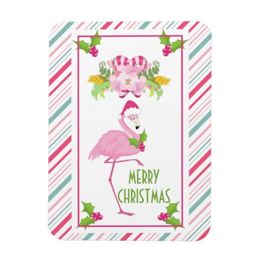 Roze Flamingo Tropical Kerstmis Magneet (Verticaal)
