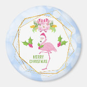 Roze Flamingo Tropical Kerstmis Magneet (Voorkant)