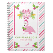 Roze Flamingo Tropical Kerstmis Notitieboek (Voorkant)