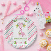 Roze Flamingo Tropical Kerstmis Papieren Bordje (Feest)